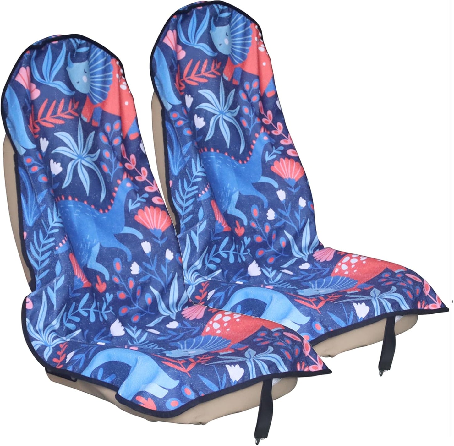 Car Seat Cover Protector Front Seats,for Gym Workout,Running,Swimming,Beach and Hiking,Waterproof Sweat Towel Bucket Seat Covers for Cars SUV Trucks (Dinosaur, 2Pcs)