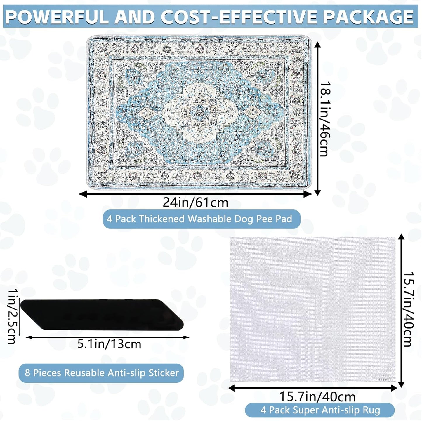 Washable Thickened Pee Pads for Dogs, 4 Pack (18"x24") Upgrade Reusable Puppy Pads with Non-Slip Rug, Super Absorbent Leakproof Puppy Training & Whelping Pads for Dogs, Doggie