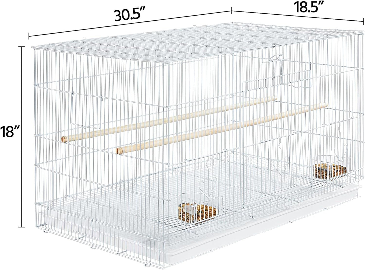 Yaheetech 30-inch Stackable Flight Bird Cages for Parakeets Cockatiels Conures Finches Budgies Lovebirds Canaries Small Birds Parrots Birdcage, White