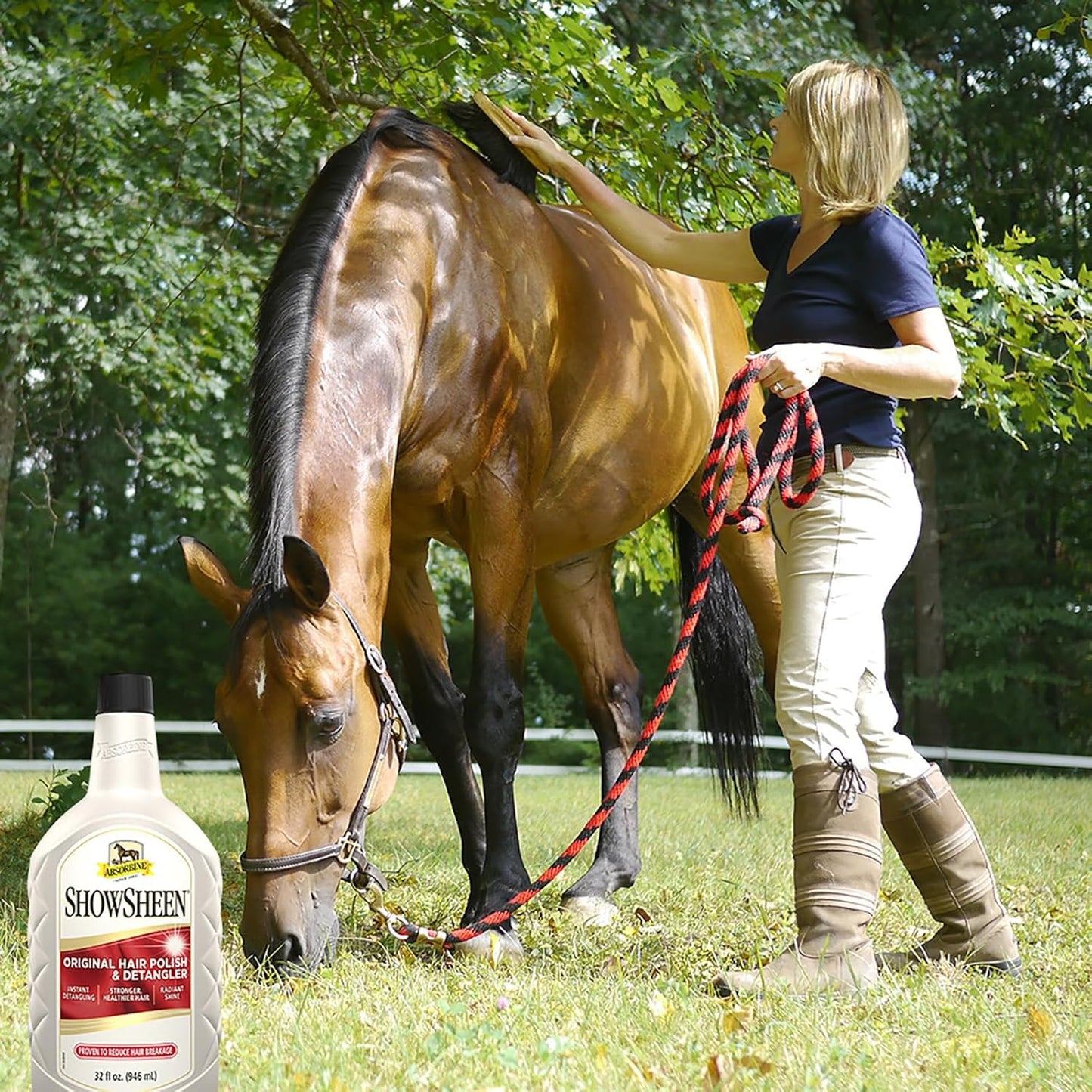 Absorbine ShowSheen Hair Polish & Detangler 32oz Refill Bottle, Horse and Dog Coat, Mane and Tail, Instant Detangling & Reduces Hair Breakage for Healthy Grooming & Radiant Shine