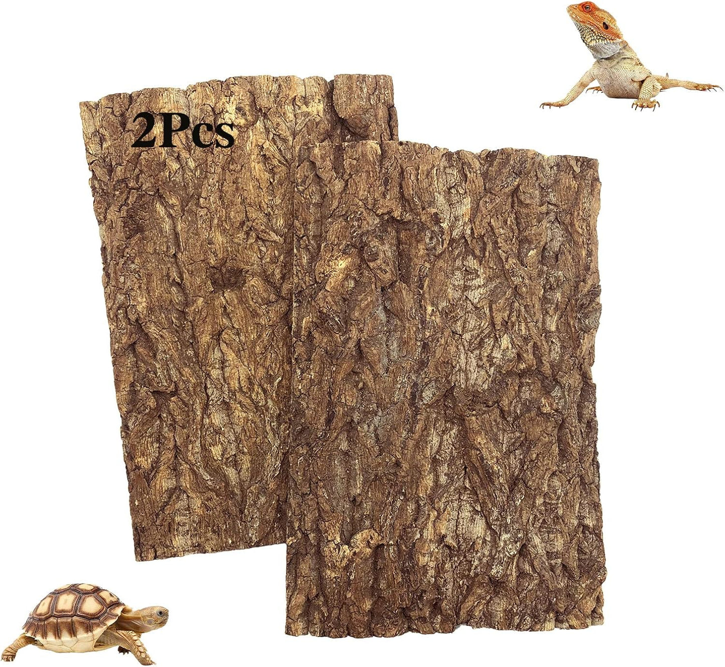 Tfwadmx 2Pcs Cork Tile Terrarium Background 15.7"x11.8" Reptile Bark Backdrop Wall Decor 3D Bearded Dragon Tank Climbing Mat Decoration for Gecko Lizard Tortoise Chameleon