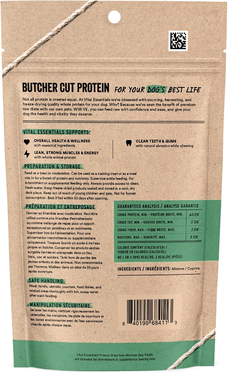 Vital Essentials Minnows Dog Treats, 1 oz | Freeze-Dried Raw | Single Ingredient | Premium Quality High Protein Training Treats | Grain Free, Gluten Free, Filler Free