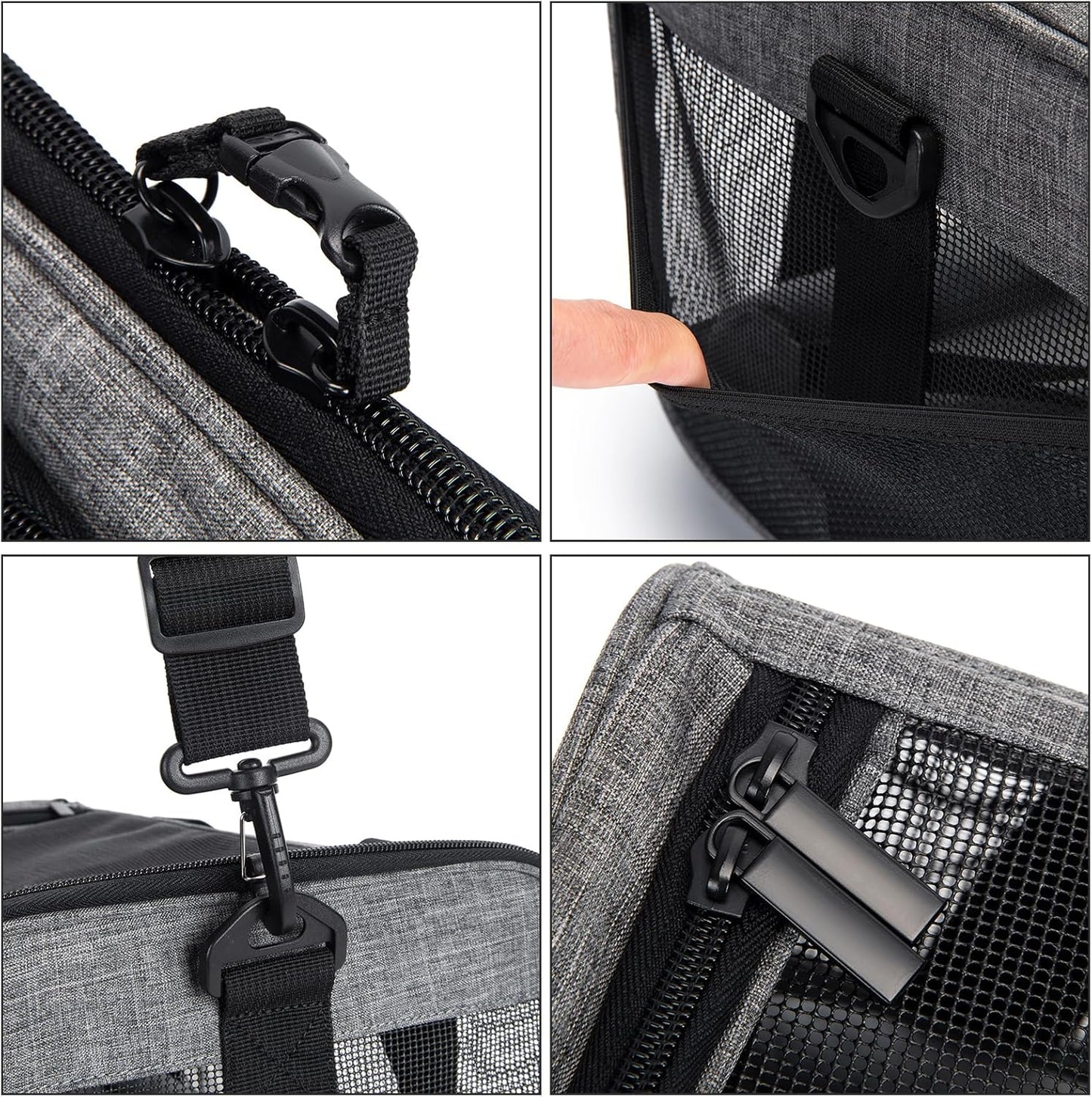 Pet Carrier for Medium Large Cats and Dogs, Dog Carrier Travel Bag with Adequate Ventilation, 5 Mesh Windows, 3 Entrance, Locking Safety Zippers, Padded Shoulder and Carrying Strap, Large