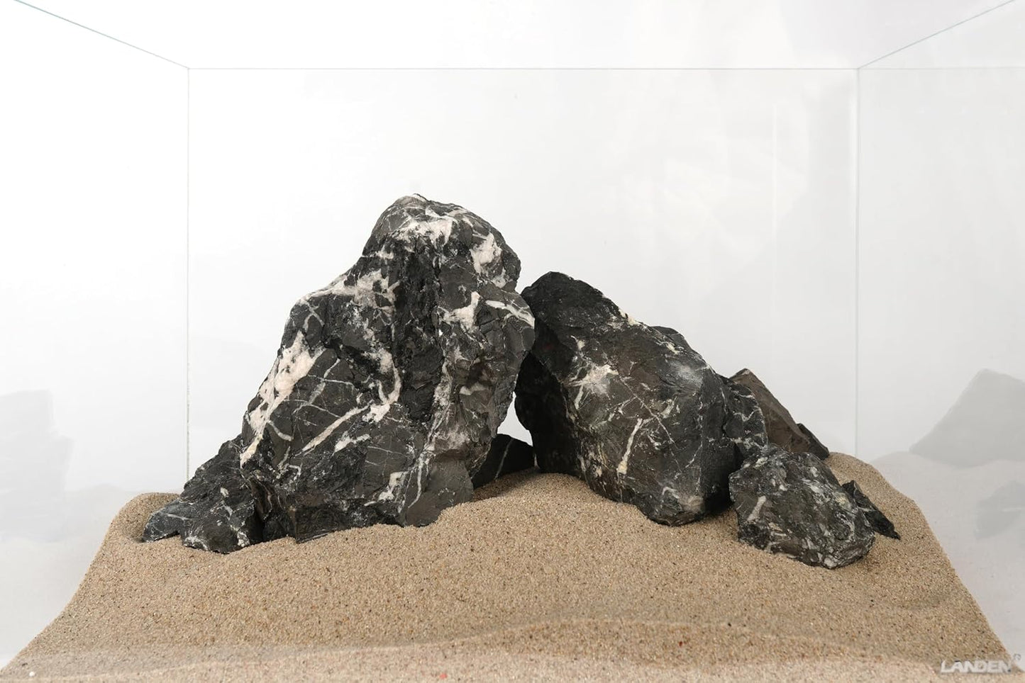 LANDEN Natural Tonwa Stones Slate Stones for Aquariums Terrariums, Paludarium,Vivariums, Reptile and Amphibian Enclosures (17lbs, 2 to 8 inches)