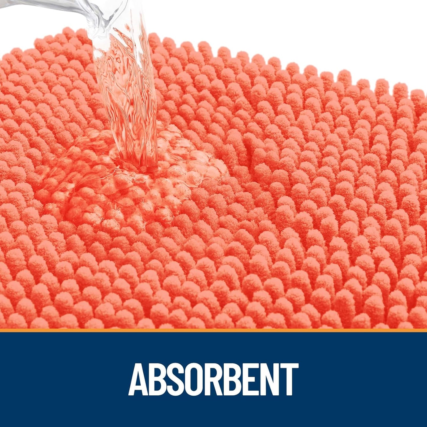 OLANLY Dog Door Mat for Muddy Paws 47x20, Absorbs Moisture and Dirt, Absorbent Non-Slip Washable Doormat, Quick Dry Chenille Mud Mat for Dogs, Entry Indoor Entryway Carpet for Inside Floor, Coral