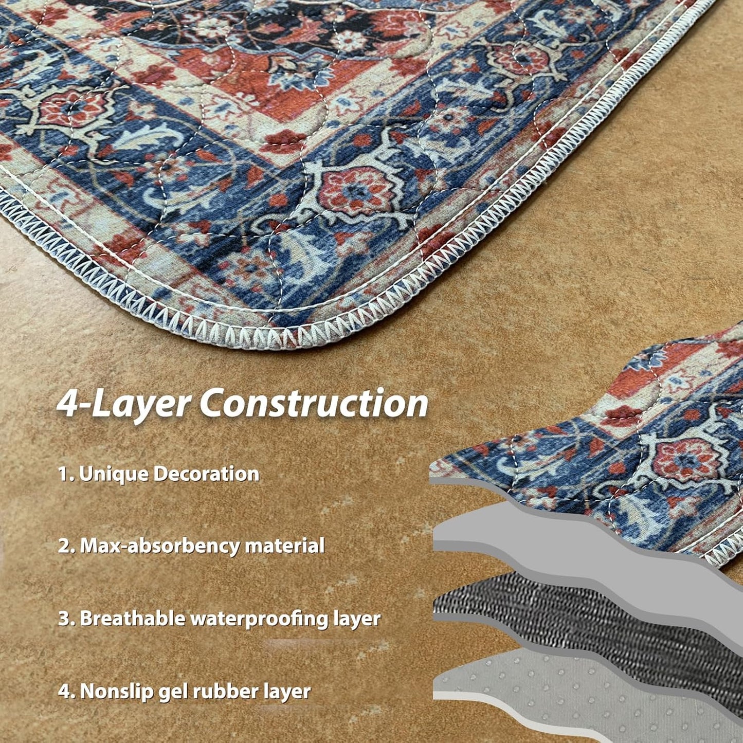 nunubaby Washable Pee Pads for Dogs, Stylish, Non-Slip and Leak-Proof Pee Pads. Reusable Potty Pads for Dogs for Crates and Floors.(Red/Floral, 18" x24")