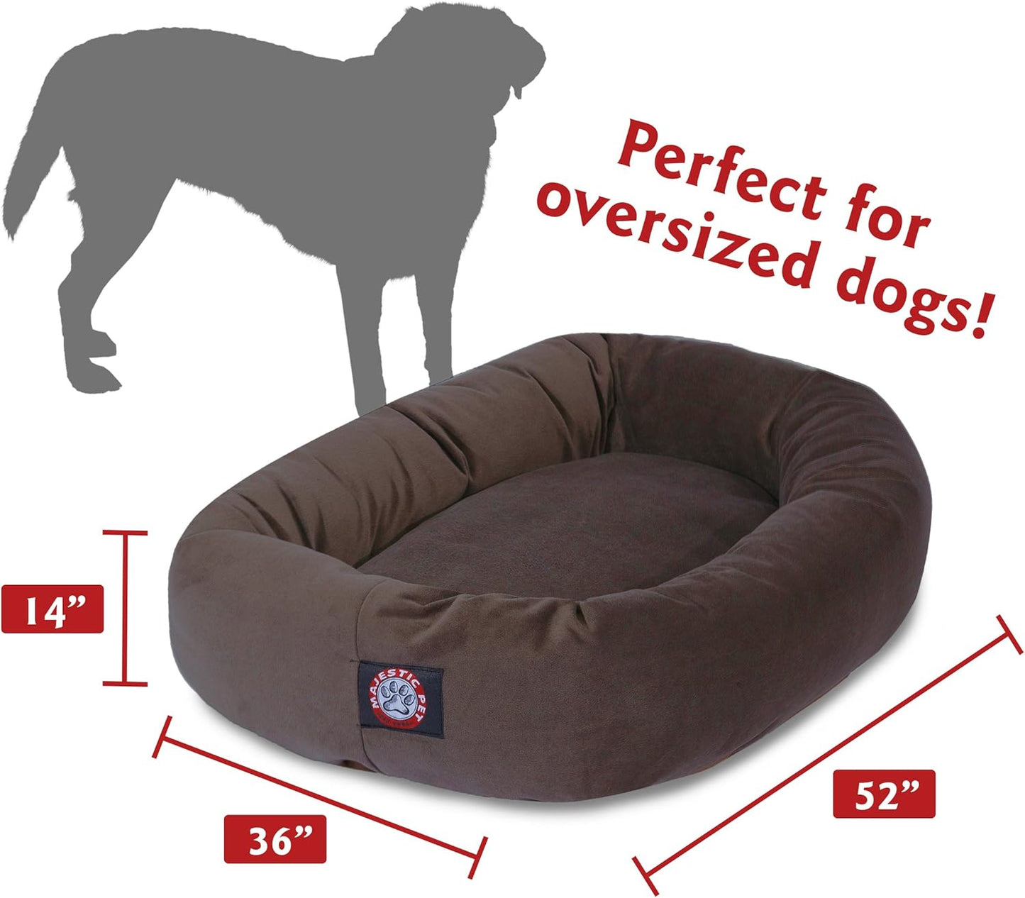 Majestic Pet Villa 40 Inch Shredded Memory Foam Dog Bed for Large Sized Dogs 40x29x9 Inch–Orthopedic Dog Bed with Removable Washable Cover-Washable Large Pet Bed with Head Support-Azure