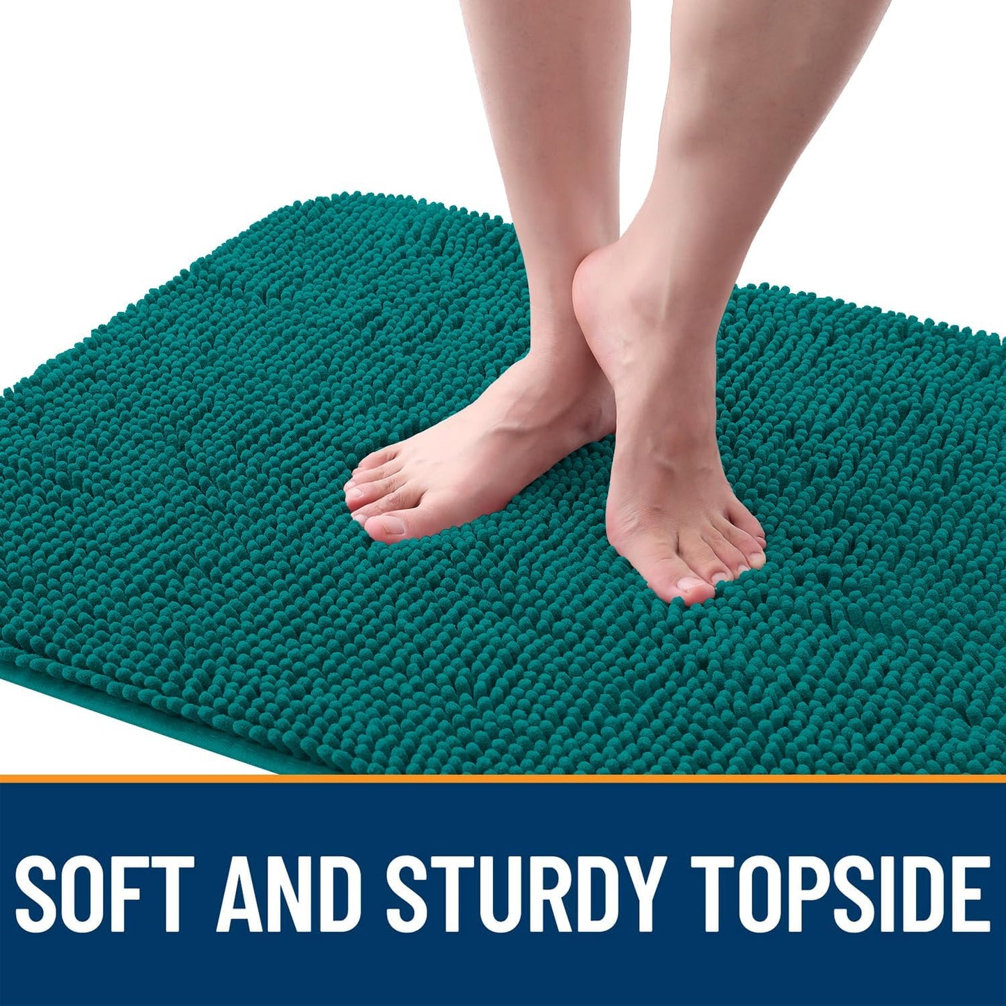 OLANLY Dog Door Mat for Muddy Paws 36x24, Absorbs Moisture and Dirt, Absorbent Non-Slip Washable Doormat, Quick Dry Chenille Mud Mat for Dogs, Entry Indoor Entryway Carpet for Inside Floor, Lake Blue