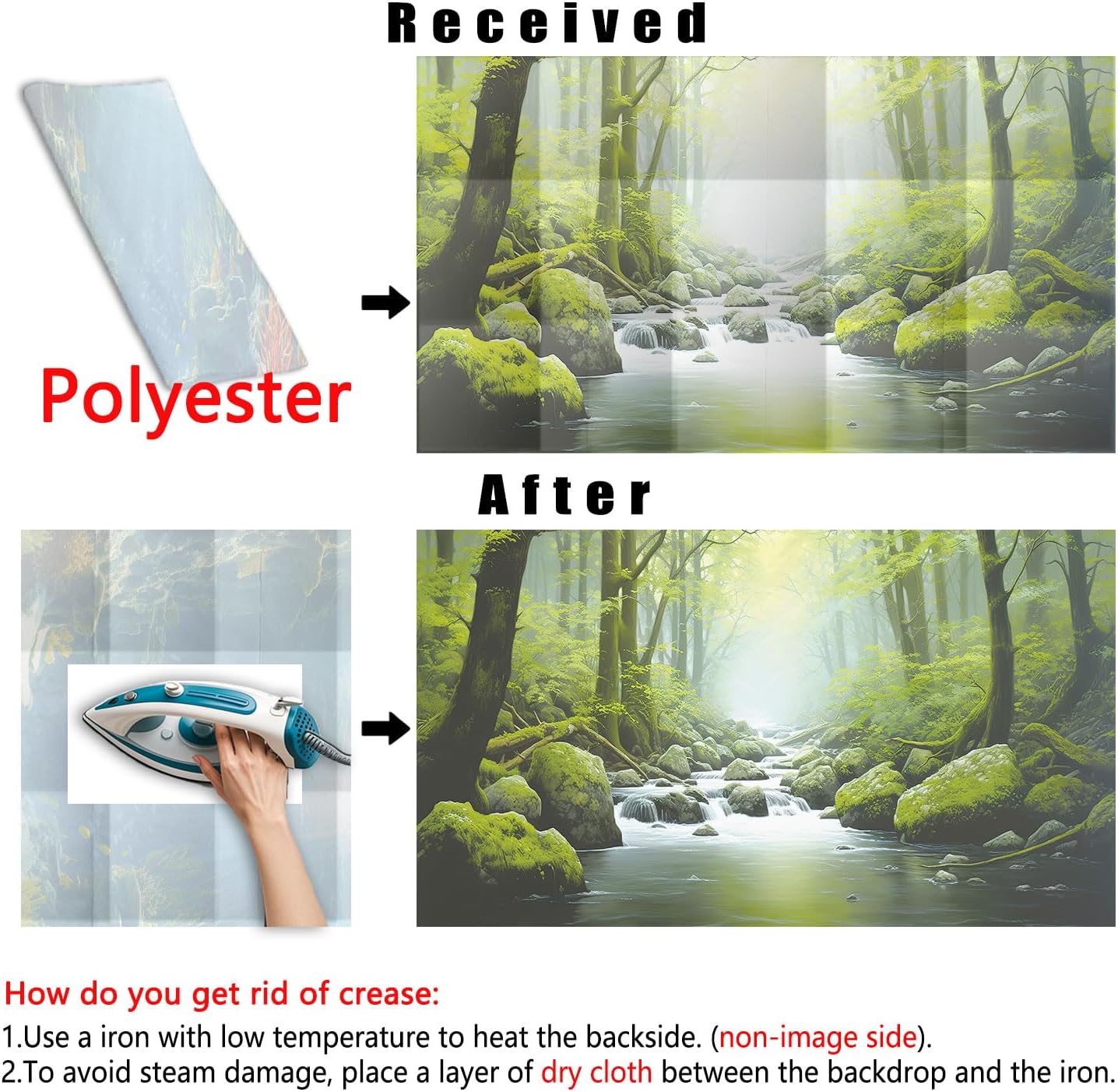 24X16IN Tropical Forest Terrarium Background, Natural Green Forest Tree Reptile Habitat Background, Misty Rainforest Aquarium Background, with 8 EVA Double-Sided Tape