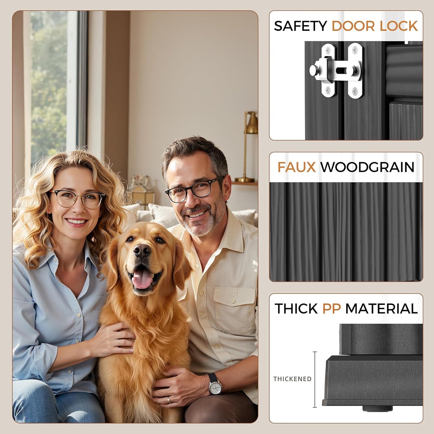 Dog House - Resin Outdoor Dog Kennel with Ventilated Design, Waterproof Dog Bed Shelter for Backyard, Garden & Patio