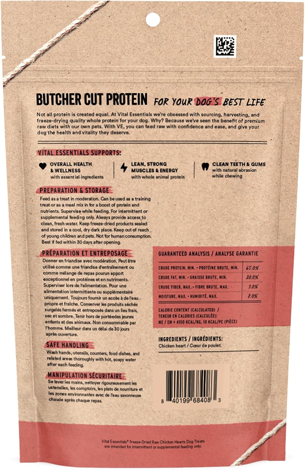 Vital Essentials Chicken Hearts Dog Treats, 3.75 oz | Freeze-Dried Raw | Single Ingredient | Premium Quality High Protein Training Treats | Grain Free, Gluten Free, Filler Free
