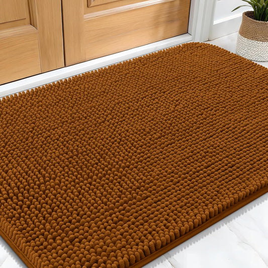 OLANLY Dog Door Mat for Muddy Paws 30x20, Absorbs Moisture and Dirt, Absorbent Non-Slip Washable Doormat, Quick Dry Chenille Mud Mat for Dogs, Entry Indoor Entryway Carpet for Inside Floor, Ochre