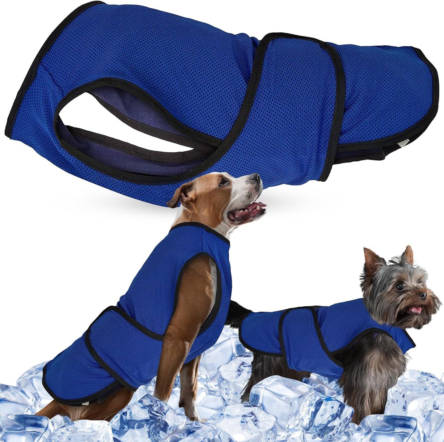 Dog Cooling Vest – Lightweight Summer Jacket for Dogs with Zip Neck & Velcro – Easy On/Off Cooling Coat for Walks, Travel & Outdoors