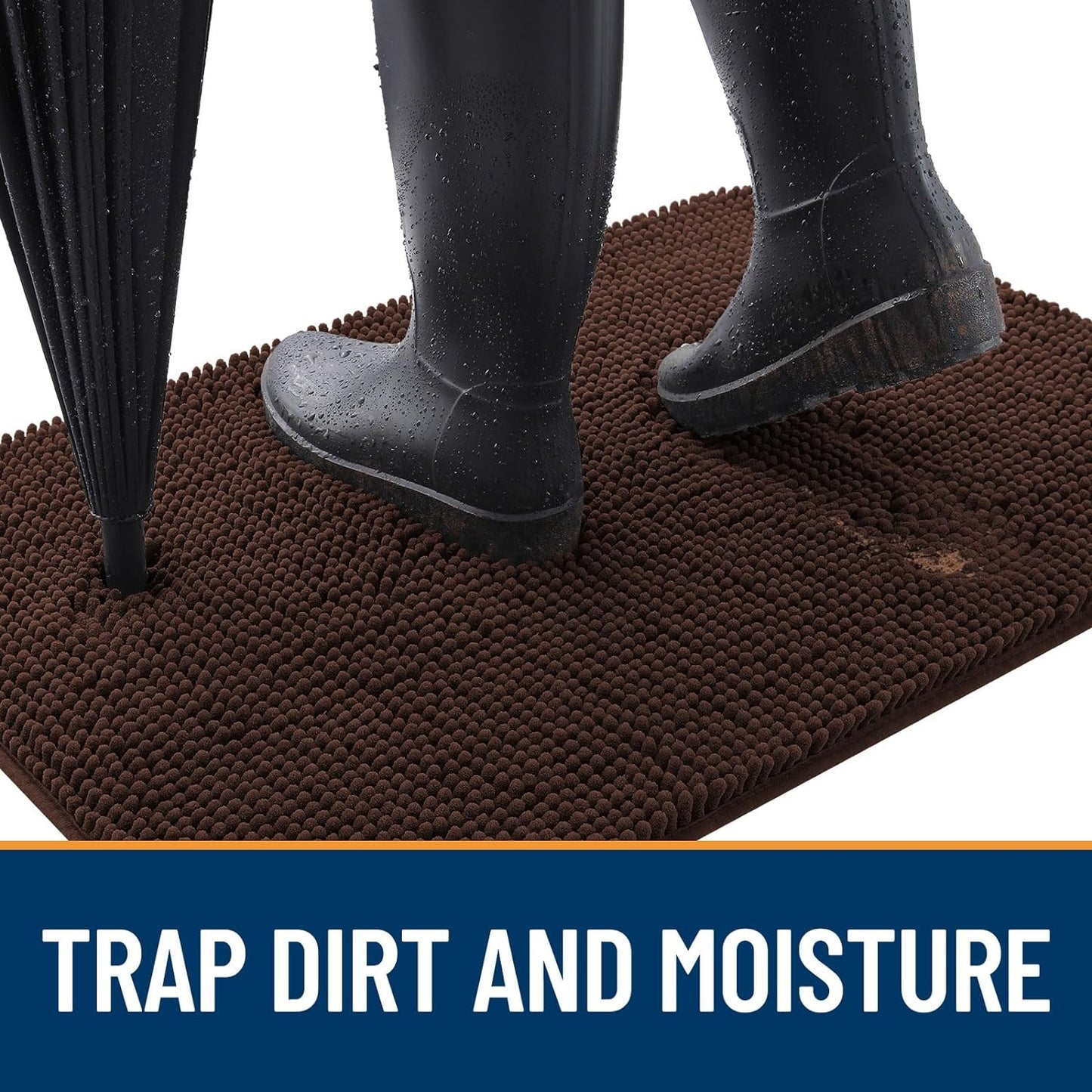 OLANLY Dog Door Mat for Muddy Paws 70x24, Absorbs Moisture and Dirt, Absorbent Non-Slip Washable Doormat, Quick Dry Chenille Mud Mat for Dogs, Entry Indoor Entryway Carpet for Inside Floor, Brown