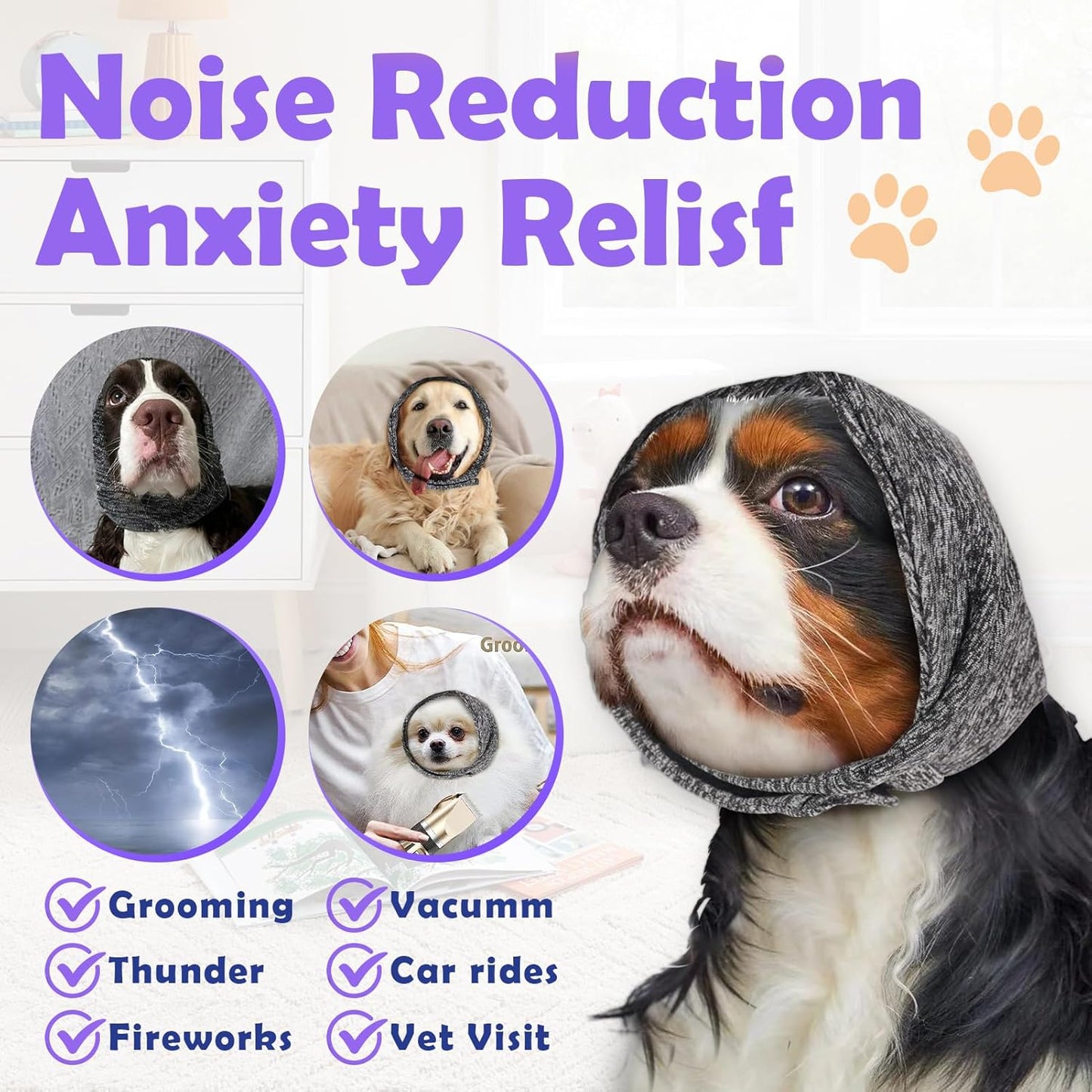 Dog Noise Cancelling Ear Muffs No Flap Ear Wraps for Dogs