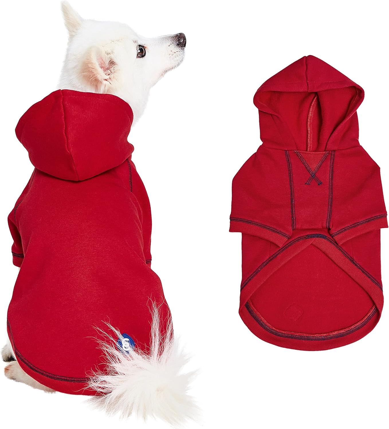 Blueberry Pet Essentials Dog Hoodie – 20 inch, Cotton‑Blend Sweatshirt with Hood, Red, Machine‑Washable Small‑Dog Jersey