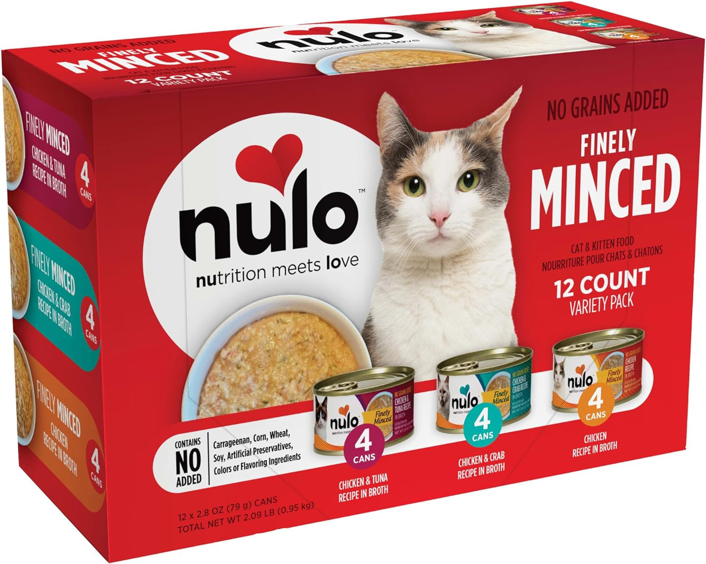 Nulo Finely Minced Variety Flavor Wet Canned Cat Food, 2.8 Ounce (Pack of 12)