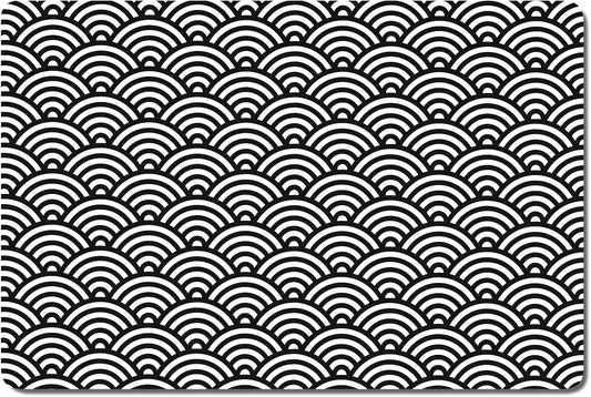 Rnivvi Dog Food Mat, 16" x 24" Absorbent Dog Cat Bowl Mat for Food and Water, Cute Anti-Slip Rubber Pet Feeding Rug Protect Floors, Puppy Placemat for Feeding & Watering Supplies,Gray Rounded Wave