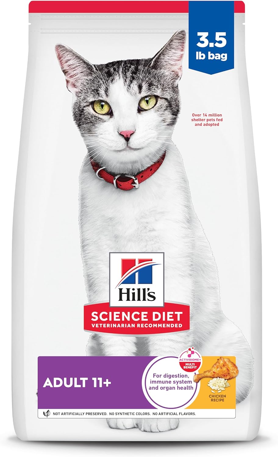 Hill's Science Diet Adult 11+, Senior Adult 11+ Premium Nutrition, Dry Cat Food, Chicken Recipe, 3.5 lb Bag