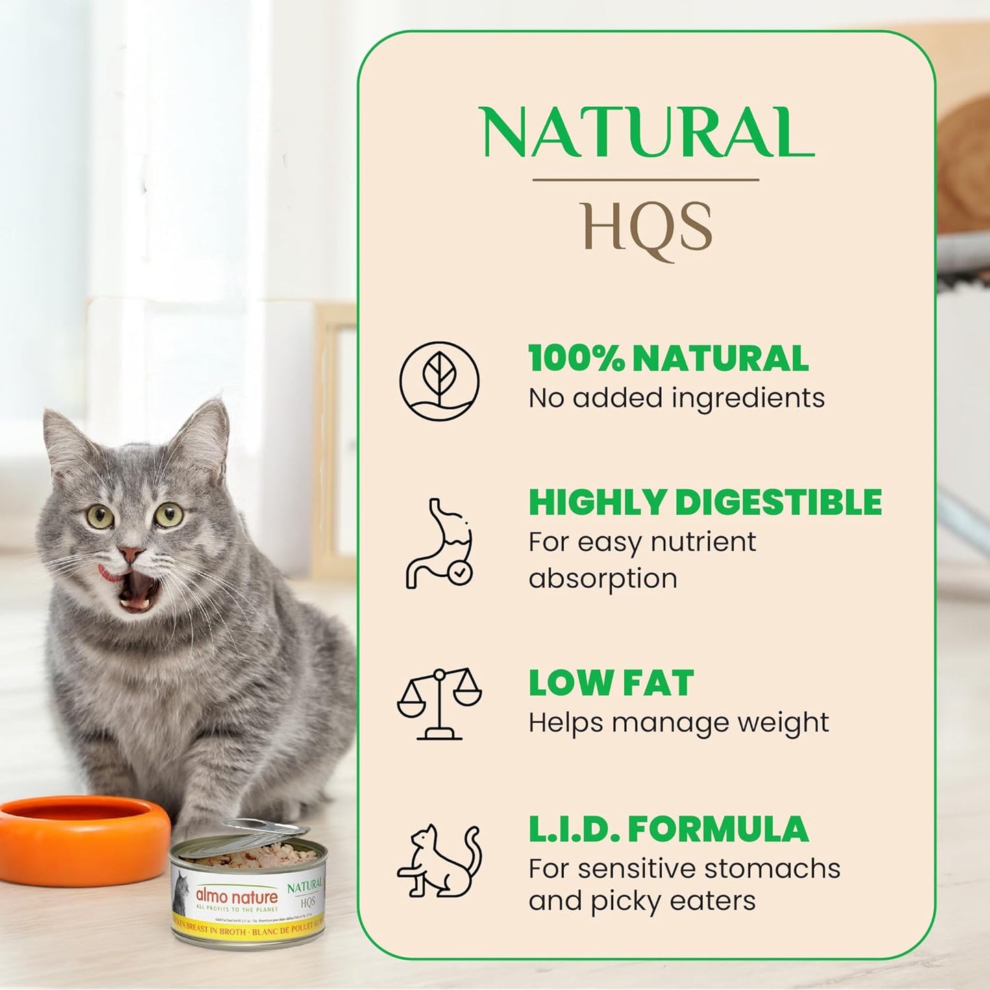 almo nature Wet Cat Food HQS Natural Rotational Diet Fish Selection & Chicken Drumstick - Variety Pack, Grain Free, Additive Free, Highly Digestible, Preservative Free 2.47-oz, 24 Pack