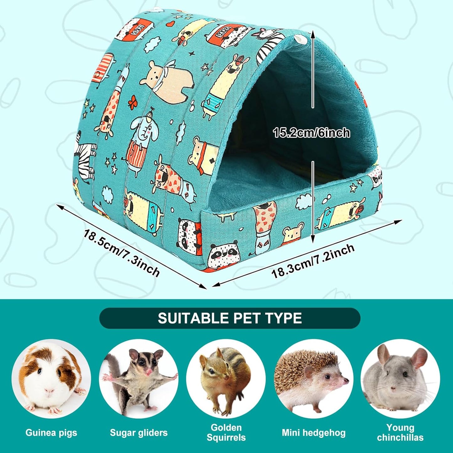 UPINS 2Pcs Guinea Pig Hideout,Guinea Pig Bed Houses Washable Small Animal House Cage Accessories for Dwarf Rabbits Chinchillas Hamsters Hedgehogs Ferrets Bearded Dragons and Rats