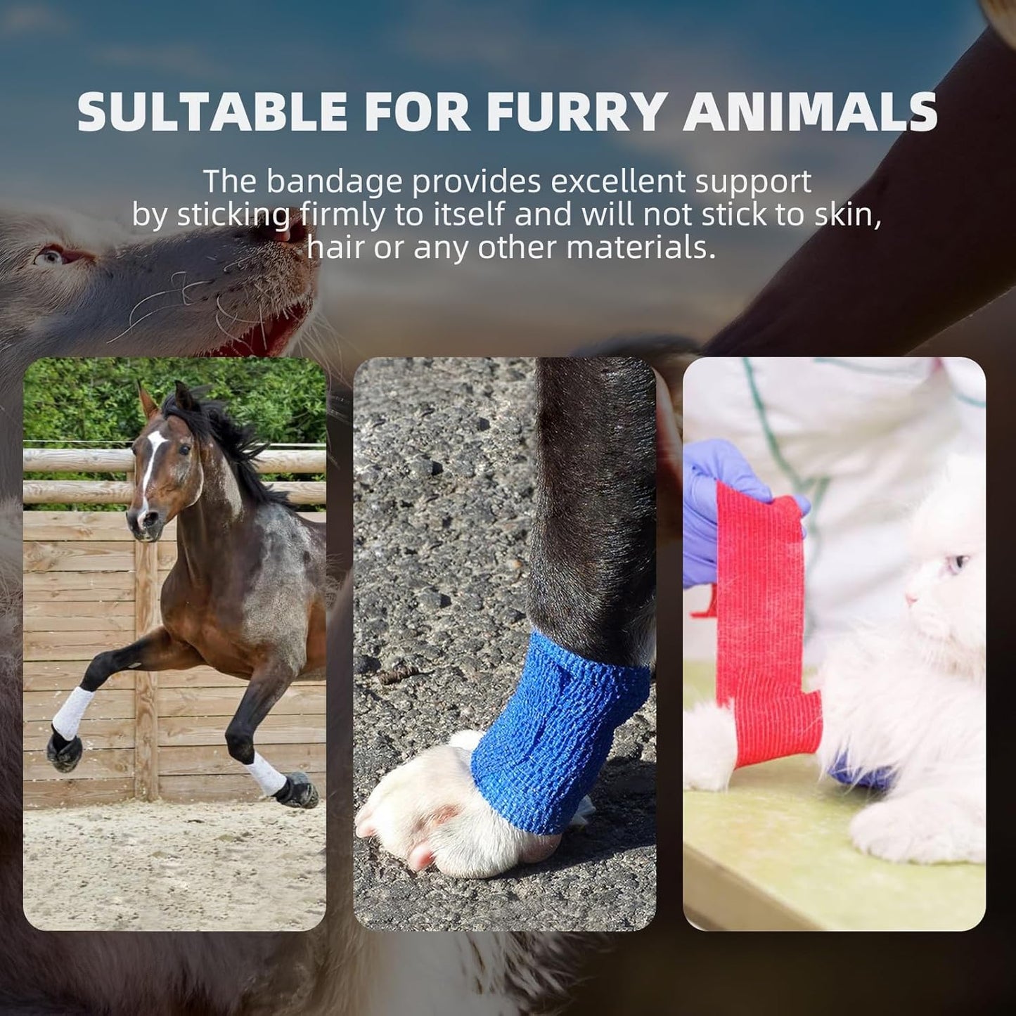 OK TAPE Self Adherent Cohesive Bandages Wrap - 12Packs, 3" x 5 Yards, Non-Woven Self Adhesive Bandage Wrap for Thumb, Finger, Wrist, Ankle, Vet Wrap Bandages Tape (Black)