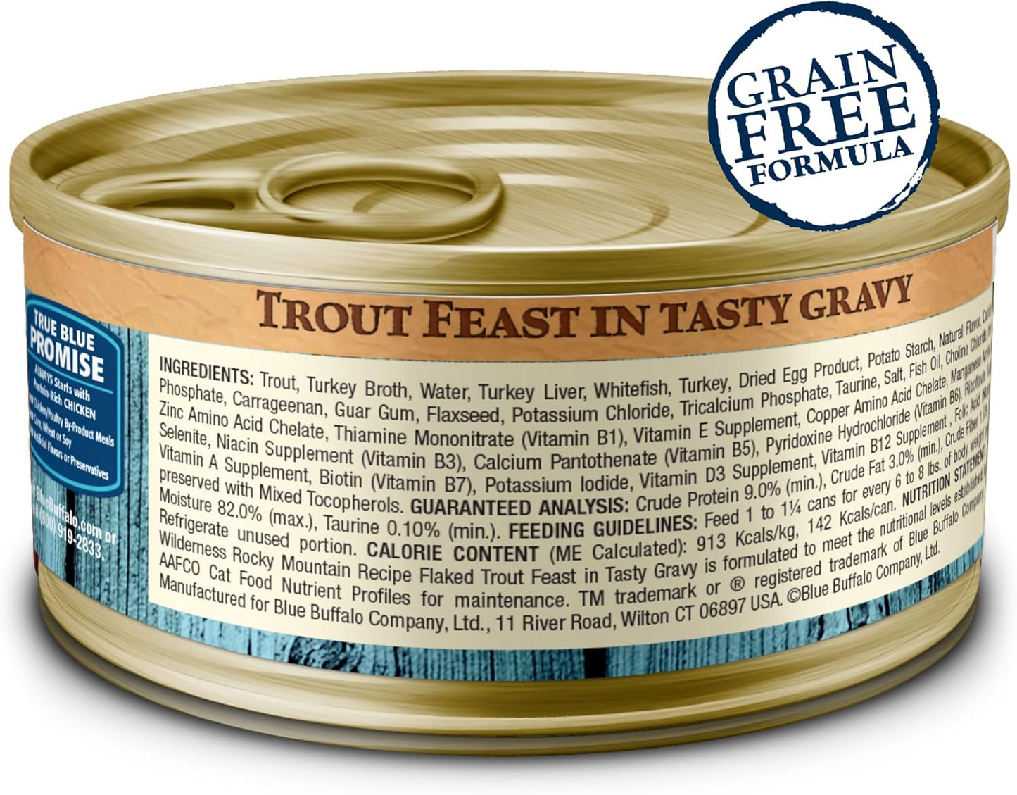 Blue Buffalo Wilderness Rocky Mountain Recipe Natural High Protein Wet Food for Adult Cats, Trout in Tasty Gravy, 5.5-oz cans, Pack of 24