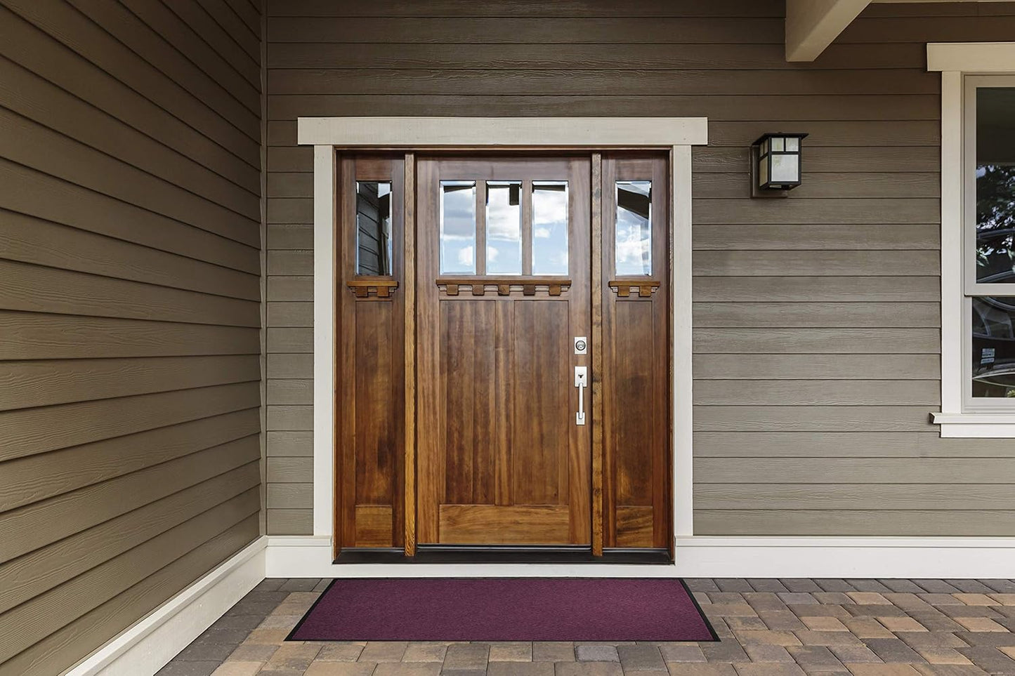 WaterHog Diamond | Commercial-Grade Entrance Mat with Rubber Border – Indoor/Outdoor, Quick Drying, Stain Resistant Door Mat (Medium Brown, 6' x 8')