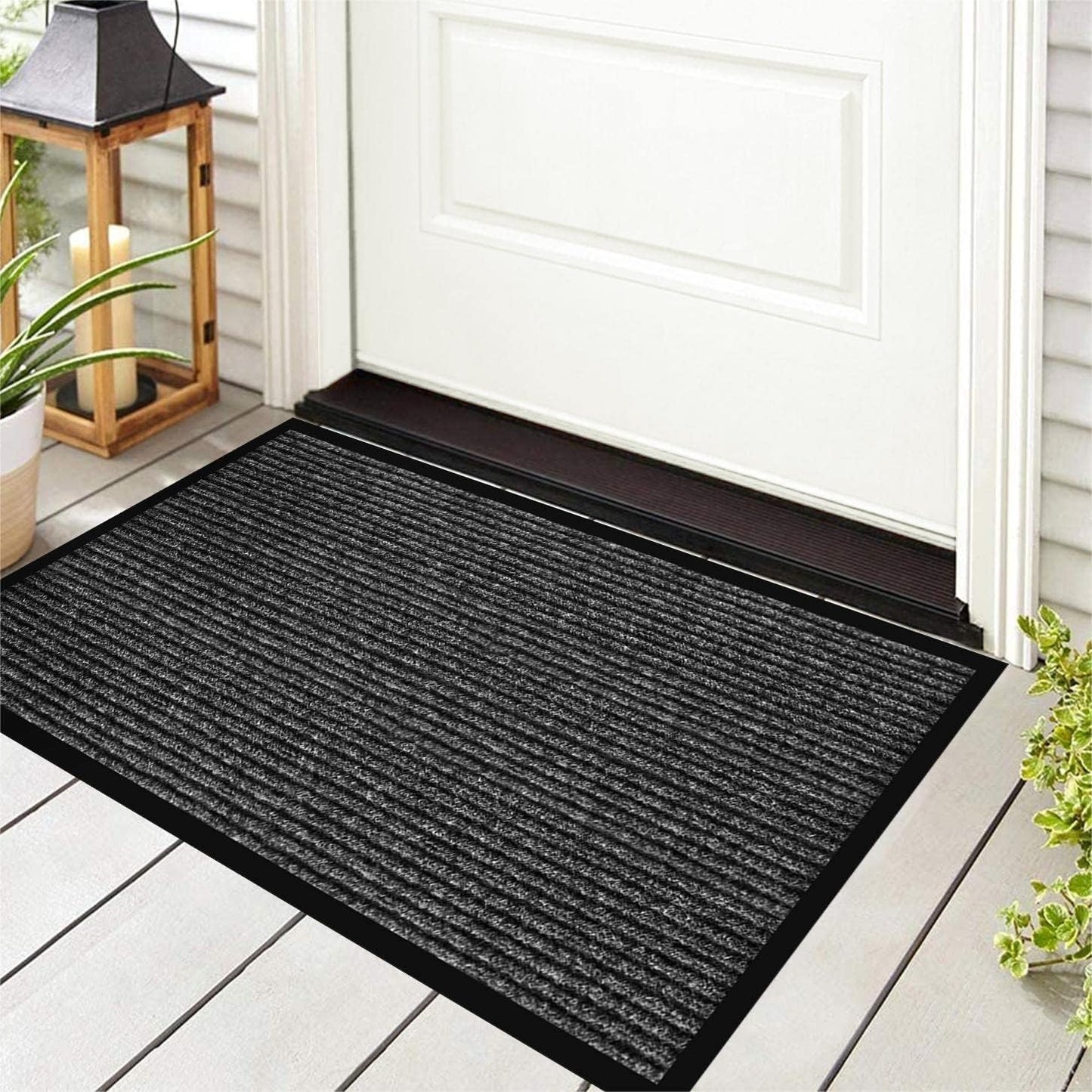 Durable Front Door Mat, Heavy Duty Indoor Outdoor Doormat, 48” x 36” Low Profile Outdoor Mats for Home Entrance, Stain and Fade Resistant Shoe Scraper Mat, Ideal for High Traffic Area