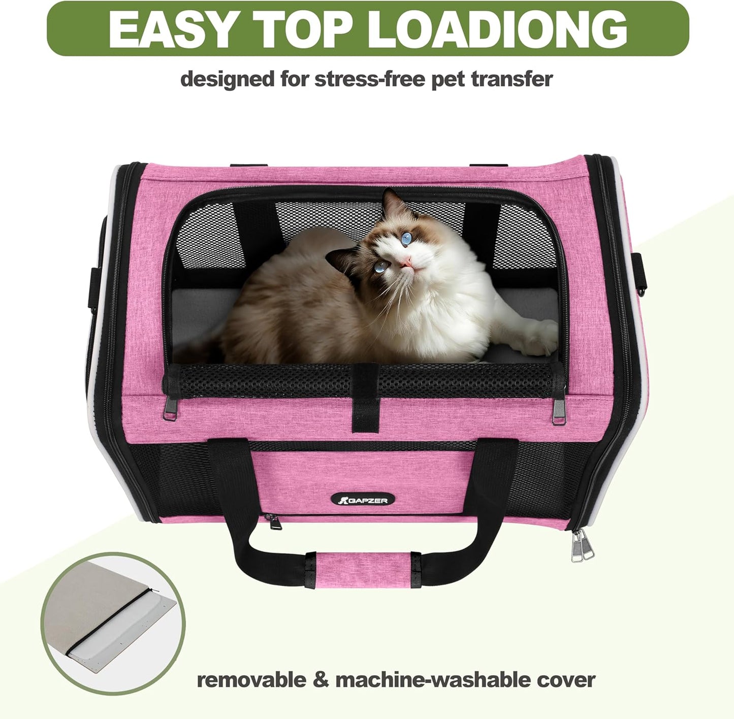 Cat Carrier 18x11x11 Delta Airline Approved, Easy Load Soft Pet Plane Travel Bag 15 pounds, Teacup Dog Crate 12 lbs, Yorkie Kennel Carrying Case, Kitten Toy Poodle Mesh Cage up to 20lbs Pink