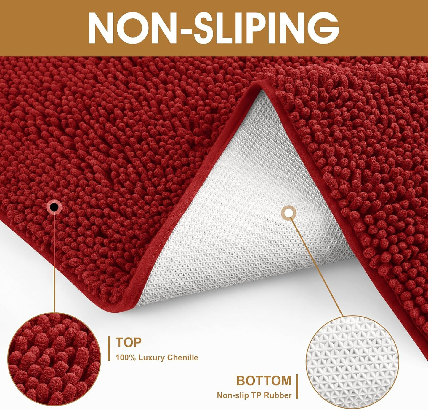 IM HOME Extra Large Dog Door Mats for Muddy Paws, Chenille Absorbent Dog Mats, Non Slip Heavy Mud Mat for Dogs, Soft Pet Mat for Entryway, Mud Paws, Inside Floor,71" x 25", Red