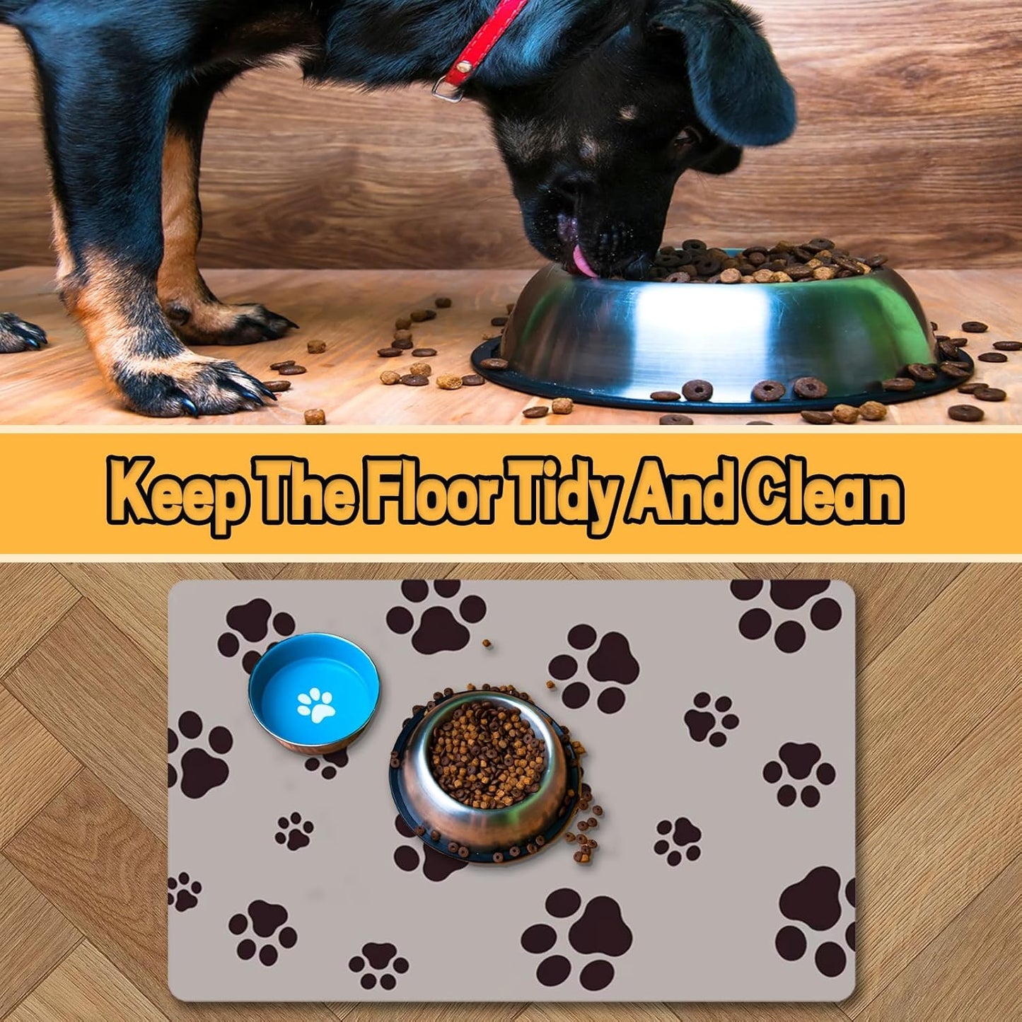Pet Feeding Mat-Super Absorbent Dog Food Mat,30×18in Oversized Feeding Mat, Stain Fast Dry Dog Water Dispenser Mat