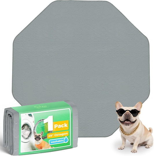FXW Washable Pee Pads for Dogs, Puppy Pads with Super Absorbent, Specifically Designed Rollick/Homeplus 24inch 8 Panels Dog Playpen, 29" Octagon, Gray, 1 Pack