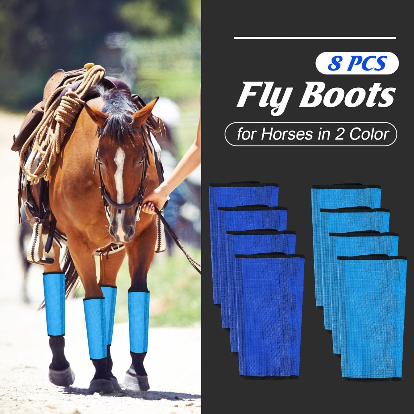 8 Pcs Mesh Fly Boots for Horse Breathable Mesh Horse Boots Protective Horse Leg Wraps Horse Leggings for Preventing Flies and Mosquitoes Bites (Light Pink, Dark Pink)