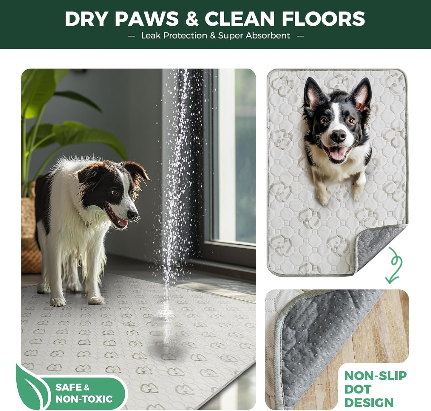 FXW Washable Pee Pads for Dogs, Puppy Pads with Super Absorbent, Specifically Designed for Potty Training, Square, 39" x 39", 2 Packs