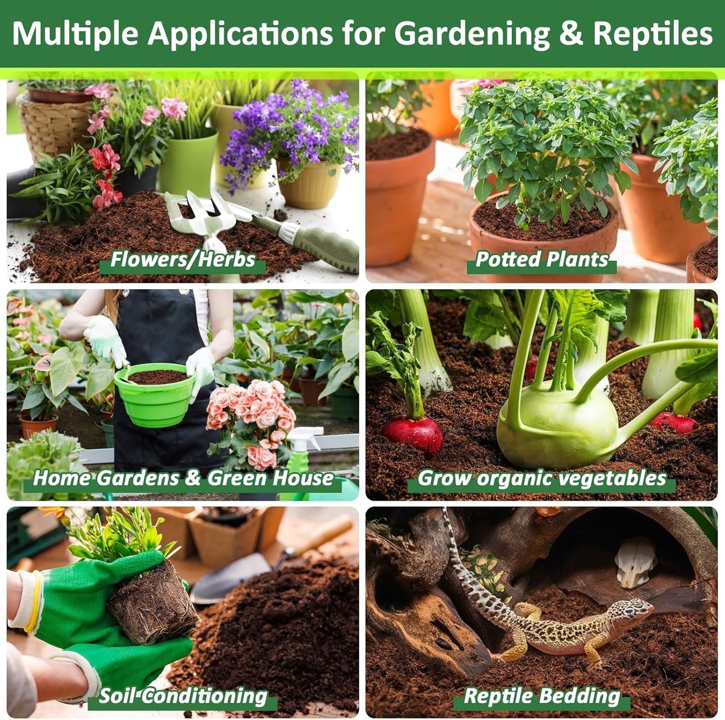 Legigo 2 Pack Premium Coco Coir Brick for Plants- 100% Organic Compressed Coconut Coir Bricks Starting Mix, Coco Coir Fiber Coconut Husk for Planting, Gardening, Potting Soil Substrate, Herbs