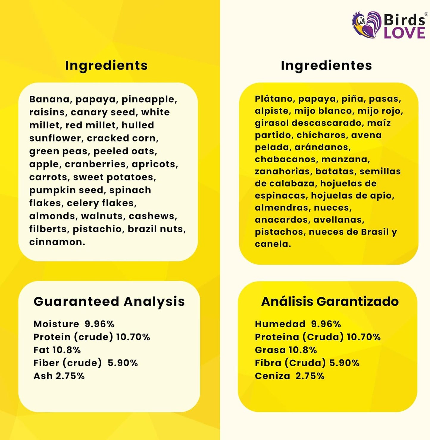 Birds LOVE All Natural Garden Blend Bird Food for Small Birds - Lovebirds, Cockatiels, Parakeets and Parrotlets 2lb