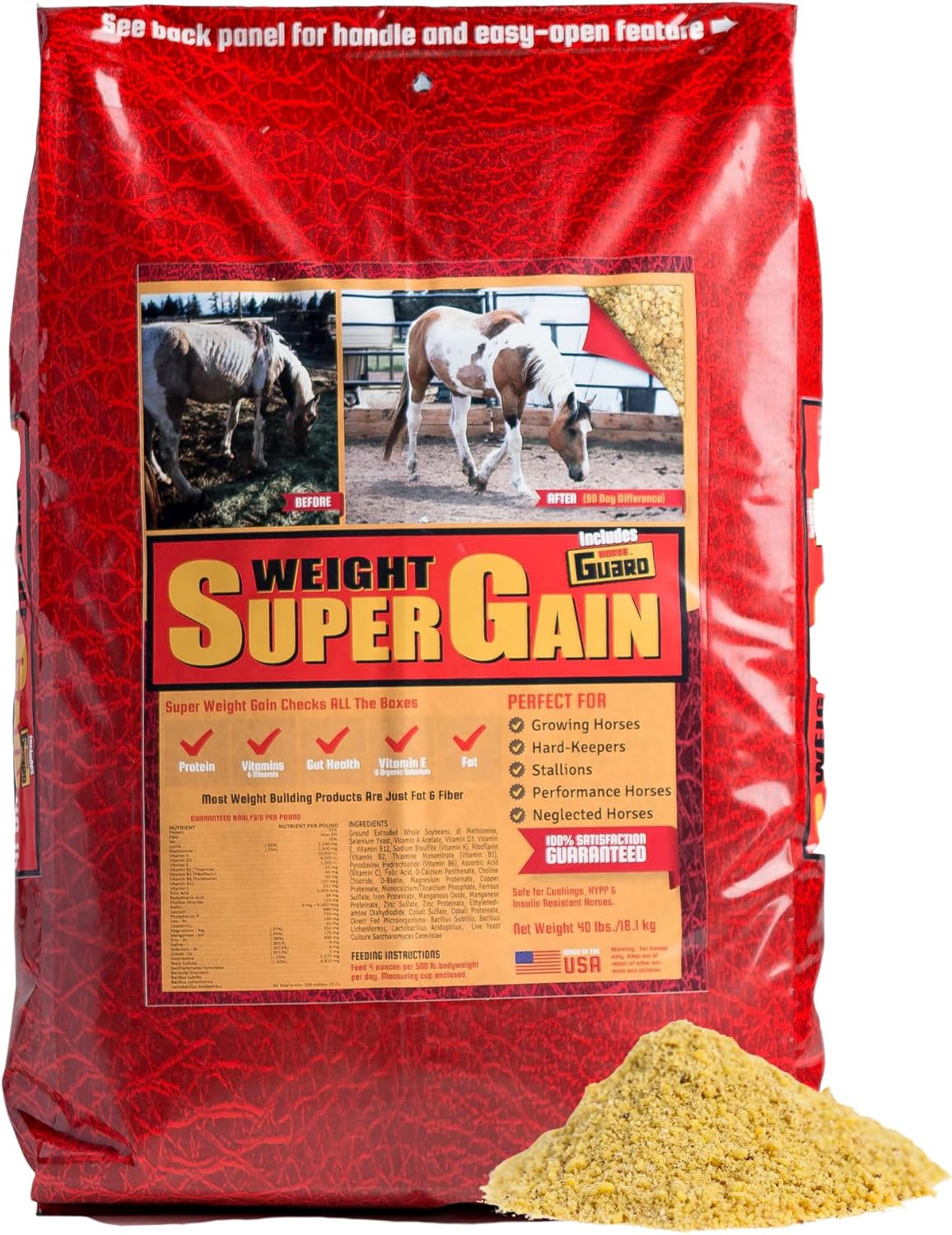 Super Weight Gain 40 lb, Equine Vitamin Mineral, Probiotic & Weight Gain Supplement