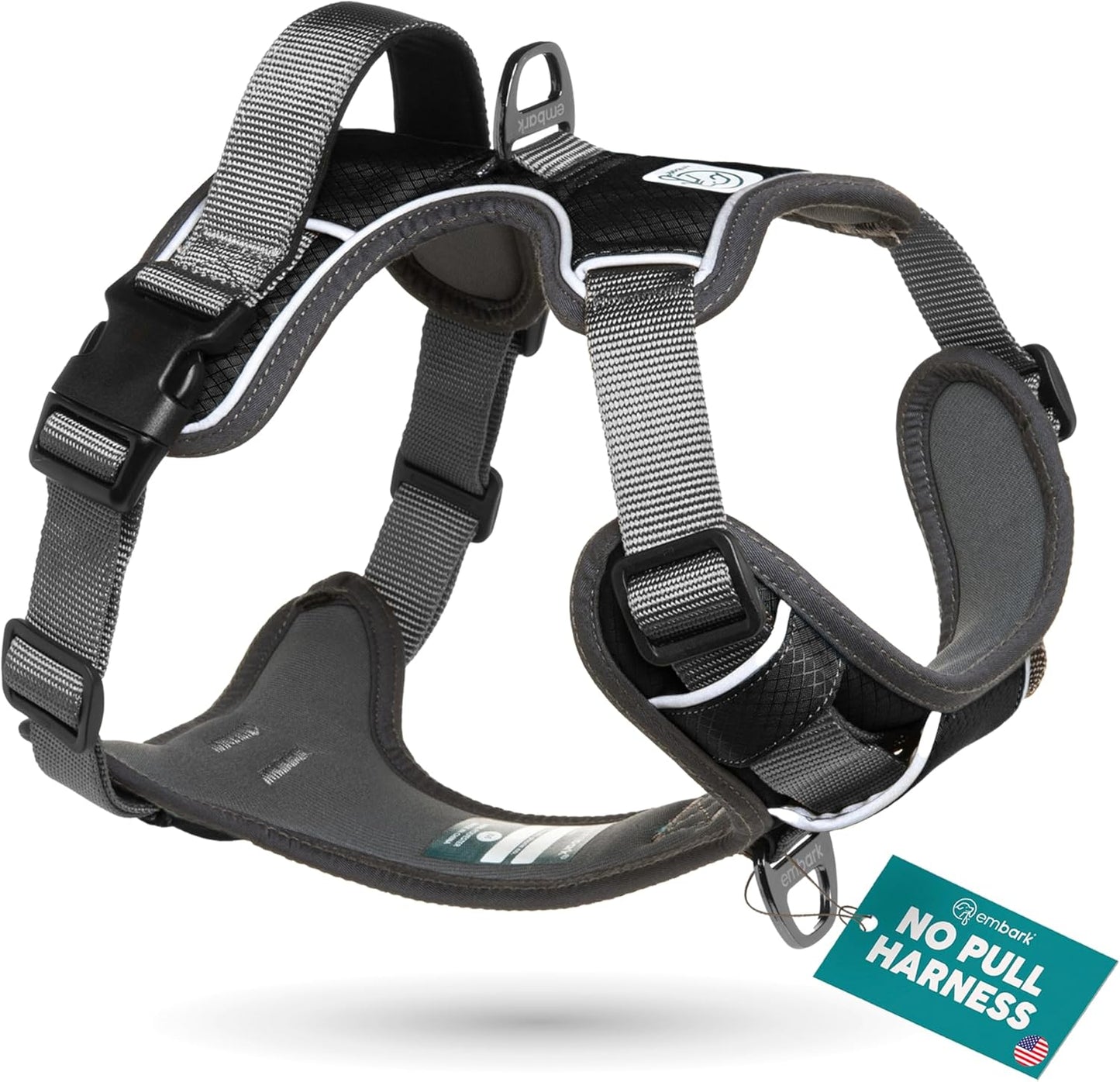 Embark Adventure Dog Harness, Reflective Trim No Pull Dog Harnesses for Small Sized Dogs - Military Grade Nylon, Front Clip with Gel Lined Handle. Soft & Padded Puppy Harnesses.