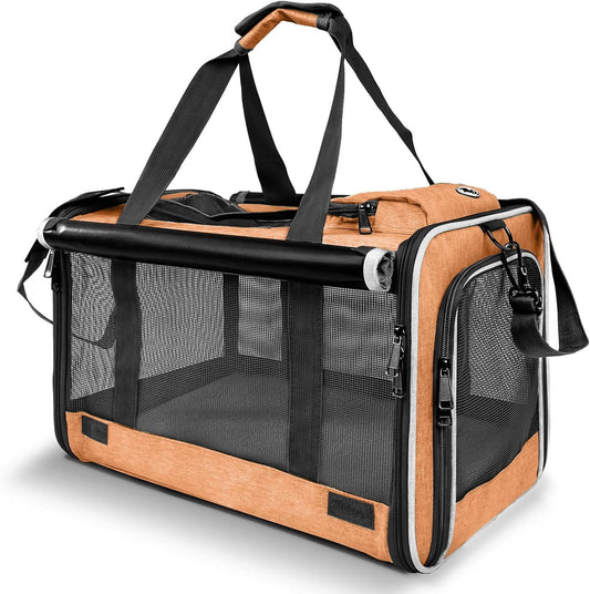 Dog Carry Bag for Puppy Pet Soft-Shell Portable Kennel Crate for 0-15 lbs Foldable Pomeranian Travel Cage Tea Cup Yorkie Carrier Purse Indoor Carrying Case Cat Supply Melon Tiny Dog Melon