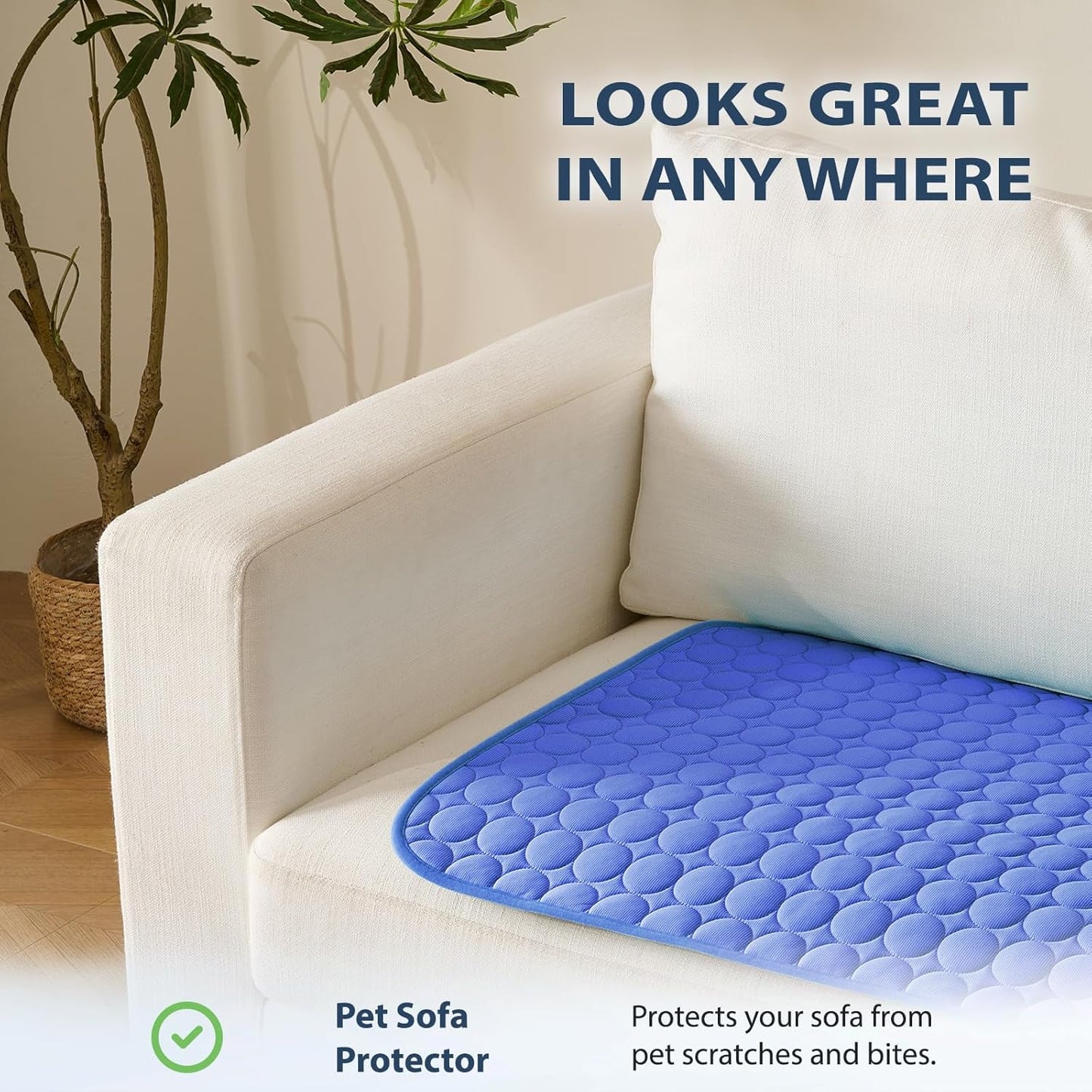 MICROCOSMOS Summer Cooling Mat & Sleeping Pad- Water Absorption Top, Materials Safe, Easy Carry, EZ Clean. Keep Cooling for Pets, Kids and Adults.(Navy Blue, 48" x24")