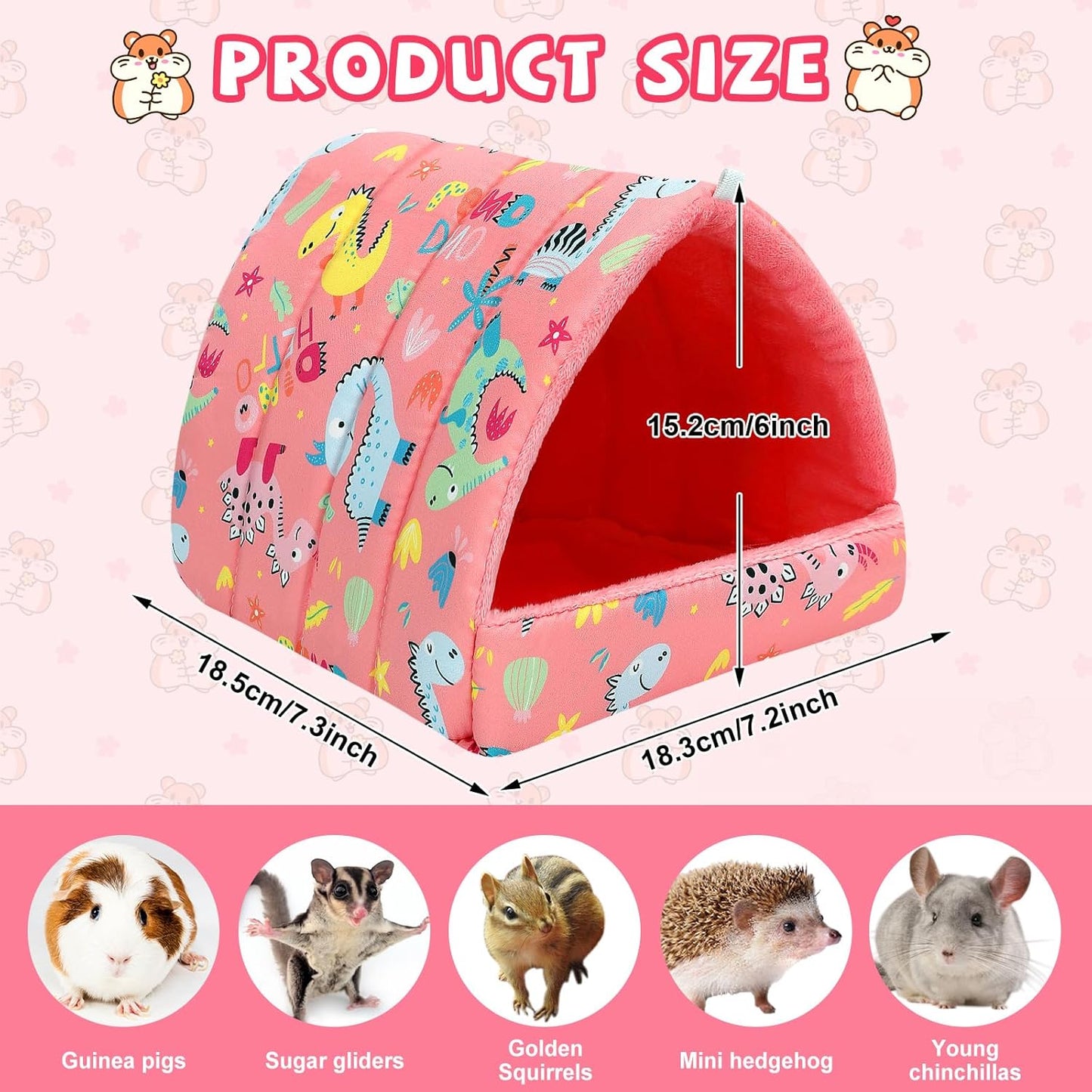 UPINS Guinea Pig Bed, Guinea Pig Hideout Washable Small Animal House Cage Accessories for Dwarf Rabbits Chinchillas Hamsters Hedgehogs Ferrets Bearded Dragons and Rats