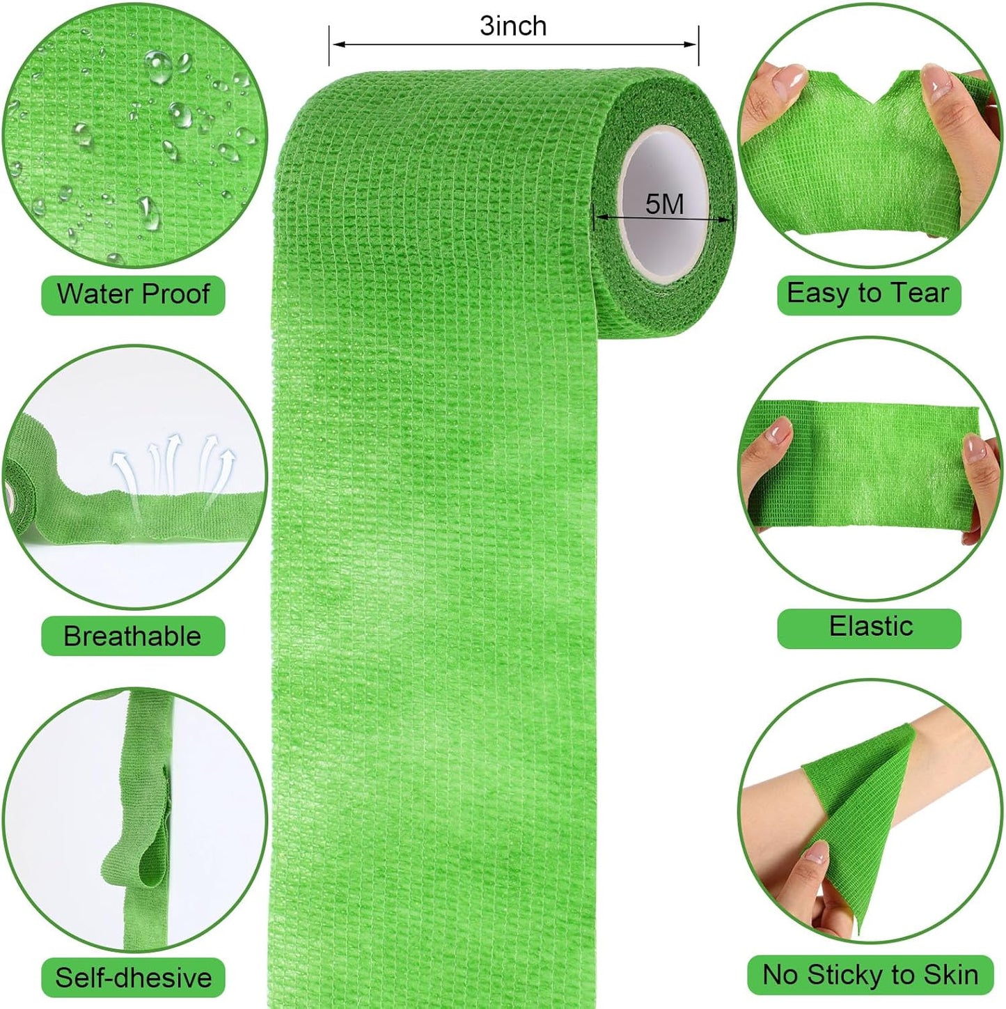 Treela 36 Pcs Self Adherent Bandage 3" X 5 Yard Wrap Breathable Cohesive Bandage Elastic Adhesive Tape for Stretch Athletic Sports Wrist Ankle(Variegated)