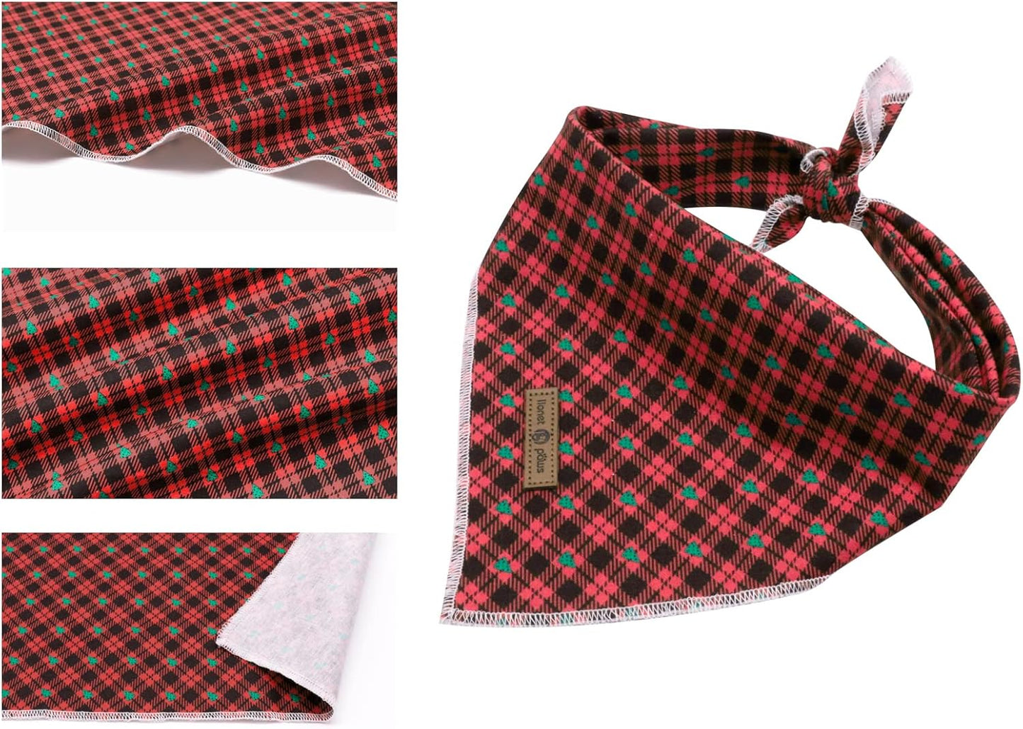 Lionet Paws Christmas Dog Bandana 1PC Pet Red Tree Dog Bandana Washable Reversible Cotton Boy Bibs Scarf, Adjustable Square Dogs Kerchief for Small to Large Dog