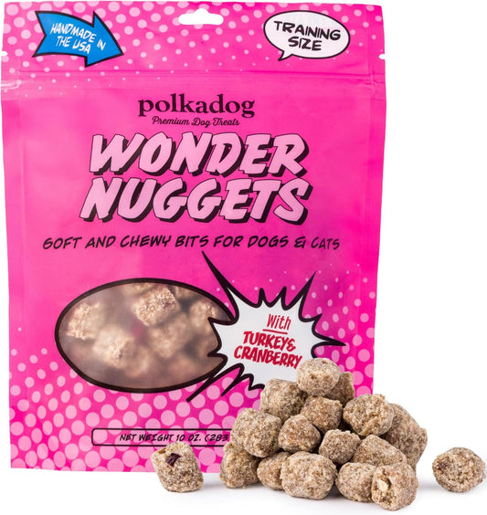 Polkadog Wonder Nuggets – Soft & Chewy Dog Treats with Turkey & Cranberry – Healthy, Limited Ingredient Training Treats for All Dog Breeds and Ages – Natural, Made in USA – 10 oz