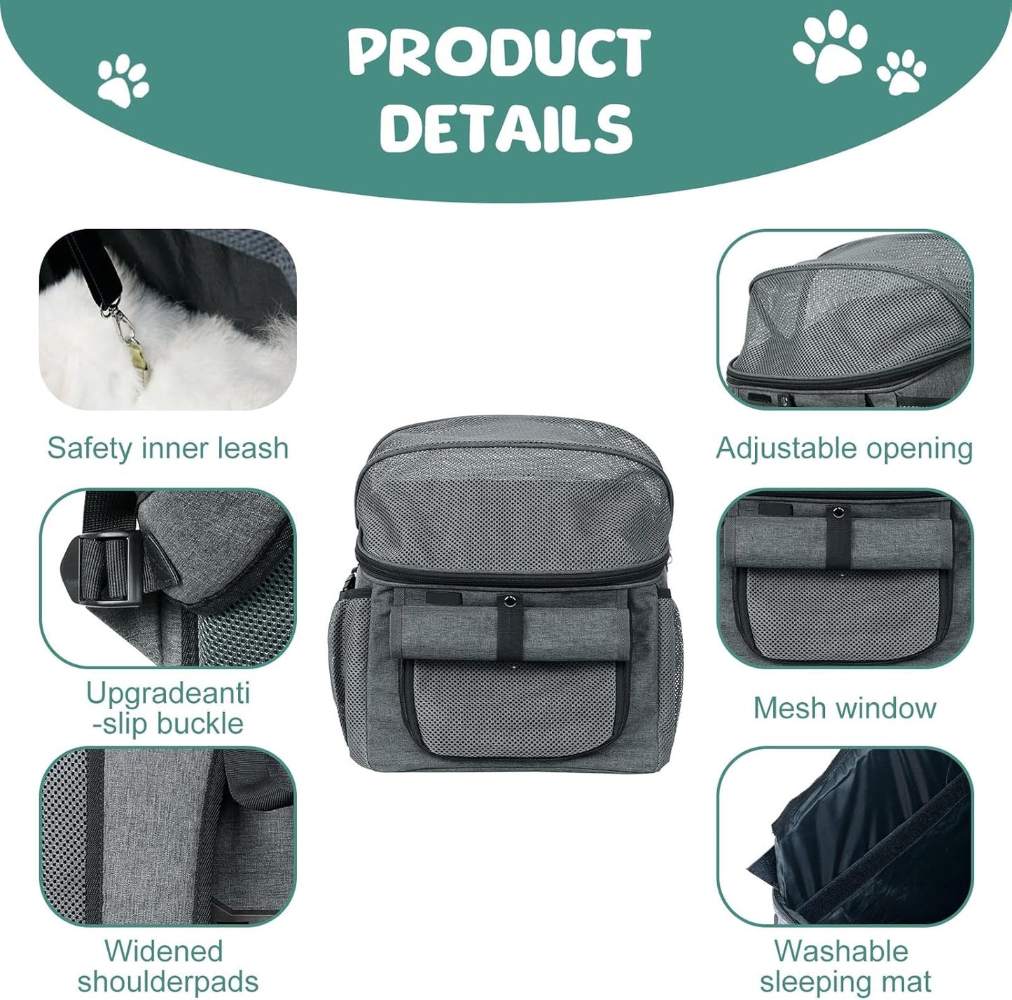 Qivine Dog Bike Basket, Oxford Cloth Dog Basket for Bike with Adjustable Mesh Windows, 11 Lbs Portable Dog Carrier for Bike with Widen Shoulderpad, Bicycle Basket Bag for Dogs and Cats