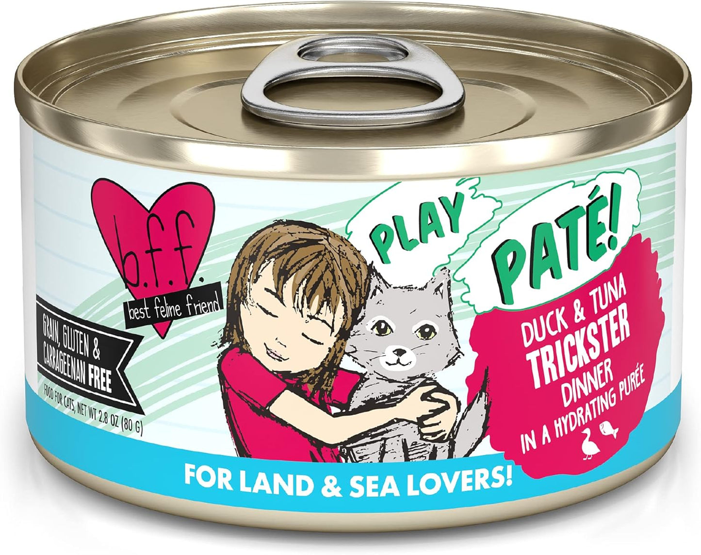 Weruva B.F.F. Play - Best Feline Friend Paté Lovers, Aw Yeah!, Duck & Tuna Trickster with Duck & Tuna, 2.8oz Can (Pack of 12)