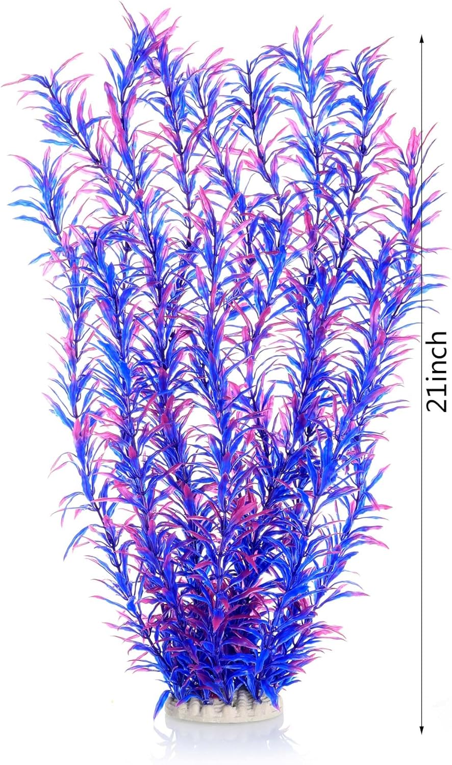 JIHAQUA Aquarium Decor Plastic Plants Extra Large 21 Inches Artificial Fish Tank Plants Tall Fish Tank Decorations (Purple 2pcs)