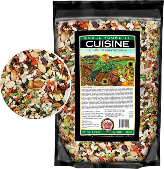 Small Hookbill Cuisine, 4 Lbs Premium Birdseeds for Parrot, Bird Food for Small Hookbill, Supports Daily Energy, Growth & Digestive Health, Nutrient-Rich Parrot Bird Seed for Outside Feeders
