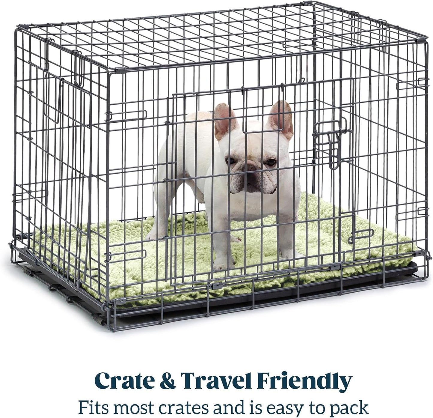 Stoutwool Indestructible Dog Bed - Fluffy Chew Proof Dog Crate Pad - Tough Kennel Pad for Aggressive Chewers - Ideal for Extra Small Breeds & Fits 22-Inch Crate - 21"x12", Gleam